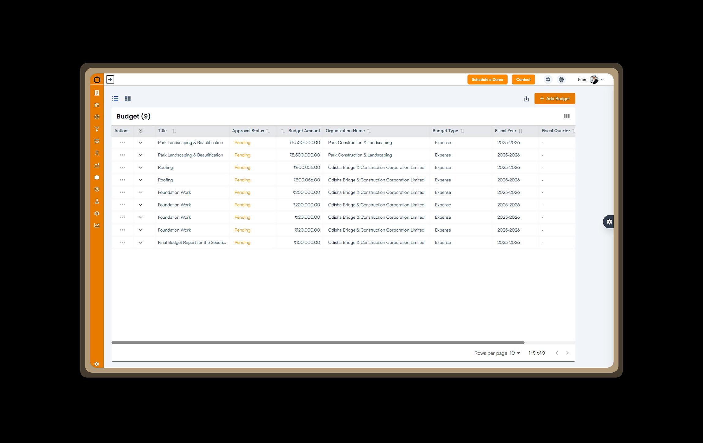 Budget & Expenses Control